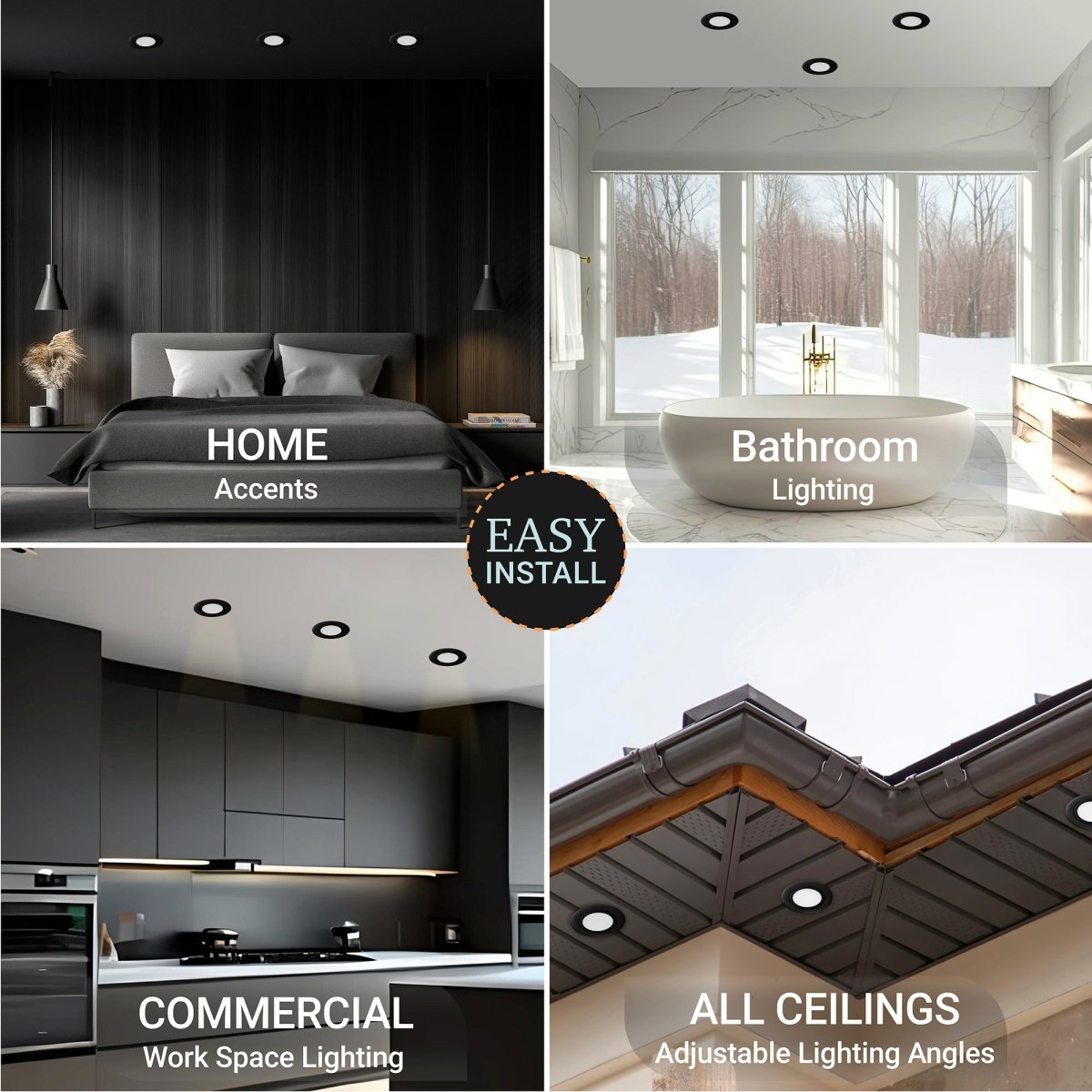 6" Black Adjustable Round Slim Recessed Ceiling Light | NuWatt