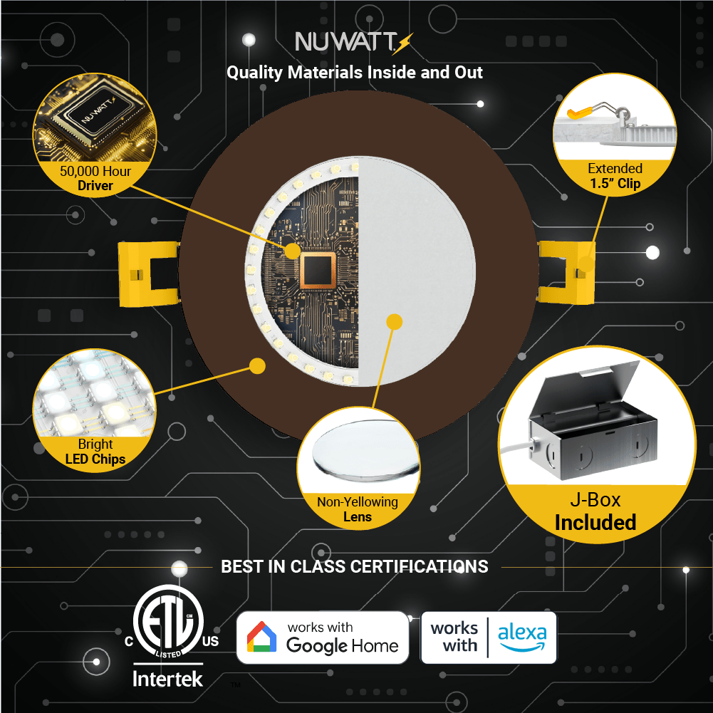 6" Inch Bronze Smart Downlights RGB Color Changing Recessed Lights Canless LED - Wet Rated - 1000LM
