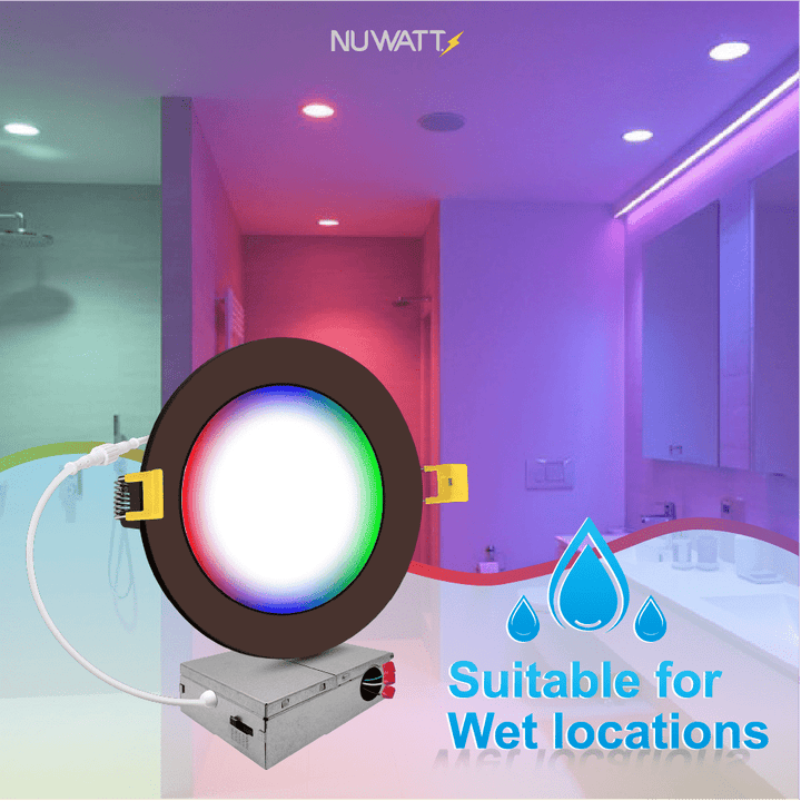 6" Inch Bronze Smart Downlights RGB Color Changing Recessed Lights Canless LED - Wet Rated - 1000LM
