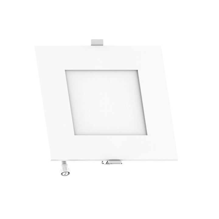 6" Inch Square 2 Hour Fire Rated Recessed Light Slim Canless LED Wafer Lights - Emergency Battery Back Up Installed - Wet Rated - 5CCT 2700K-5000K - 1200LM