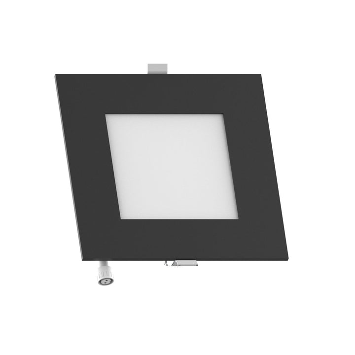 6" Inch Square Black 2 Hour Fire Rated Recessed Light Slim Canless LED Wafer Lights - Wet Rated - 5CCT 2700K-5000K - 1200LM