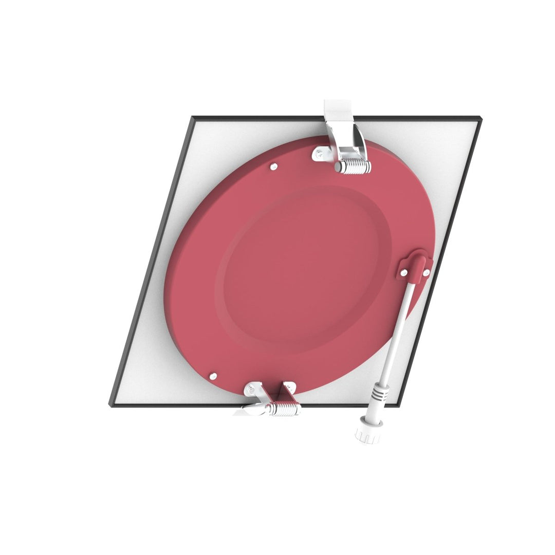 6" Inch Square Black 2 Hour Fire Rated Recessed Light Slim Canless LED Wafer Lights - Wet Rated - 5CCT 2700K-5000K - 1200LM