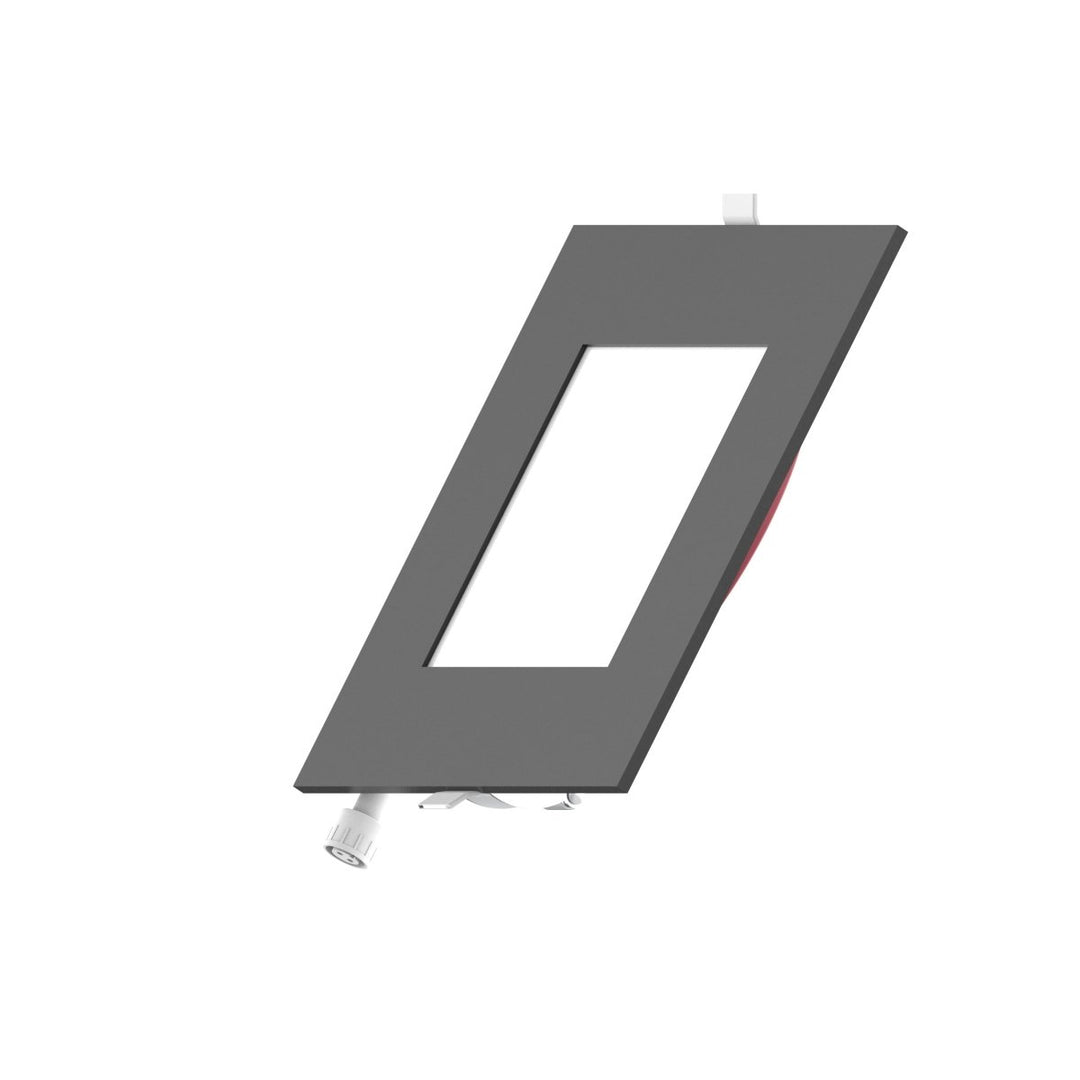 6" Inch Square Black 2 Hour Fire Rated Recessed Light Slim Canless LED Wafer Lights - Wet Rated - 5CCT 2700K-5000K - 1200LM