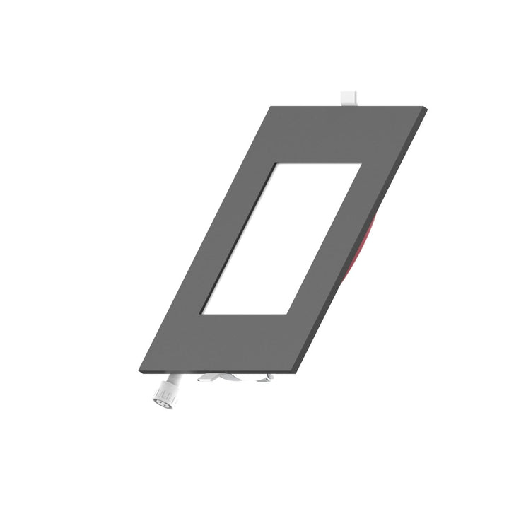 6" Inch Square Black 2 Hour Fire Rated Recessed Light Slim Canless LED Wafer Lights - Wet Rated - 5CCT 2700K-5000K - 1200LM