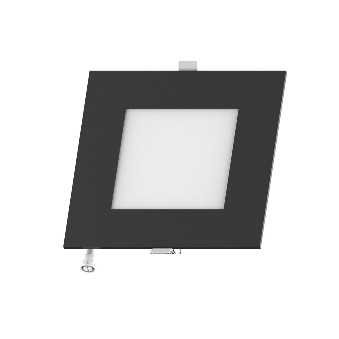 6" Inch Square Black 2 Hour Fire Rated Recessed Light Slim Canless LED Wafer Lights - Wet Rated - 5CCT 2700K-5000K - 1200LM