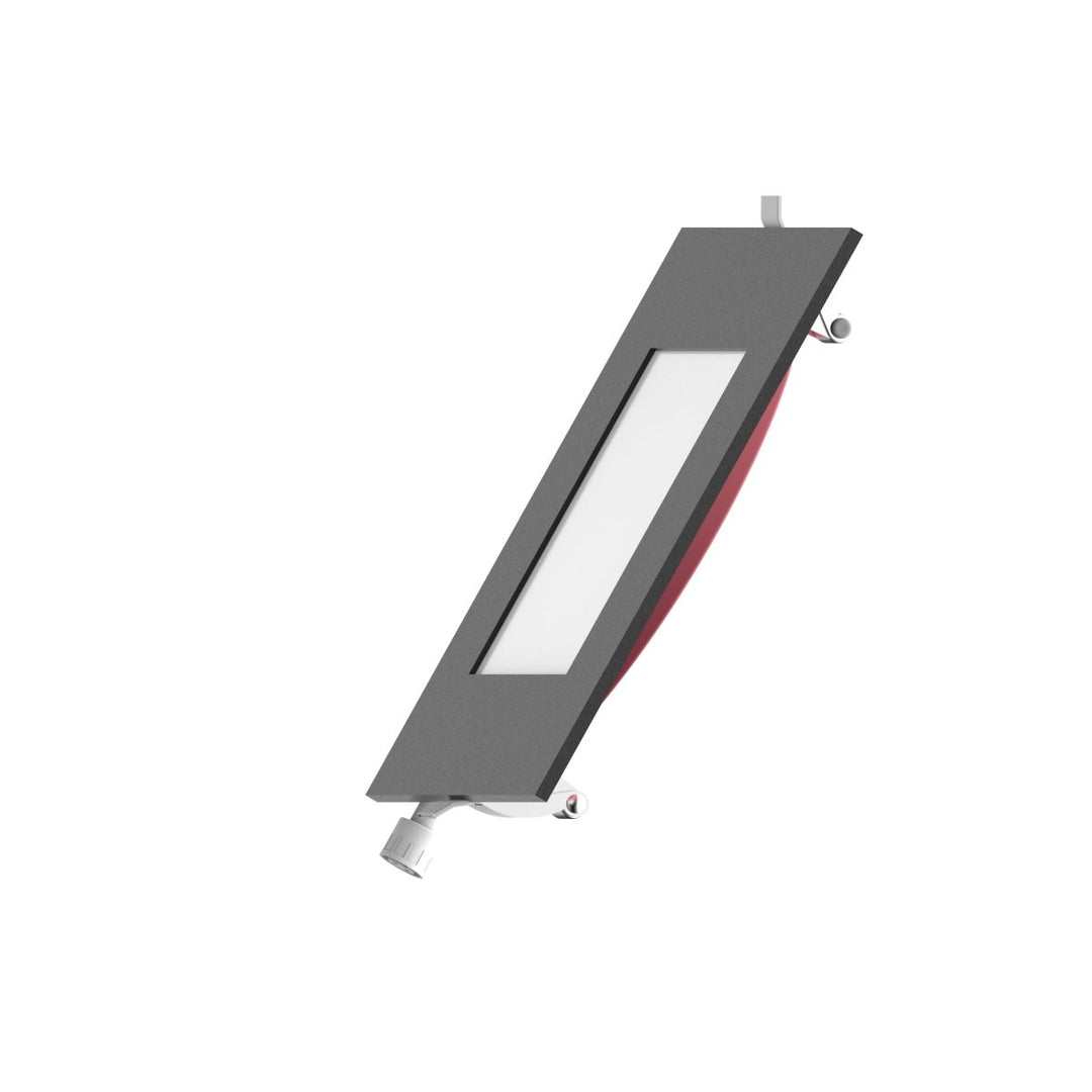 6" Inch Square Black 2 Hour Fire Rated Recessed Light Slim Canless LED Wafer Lights - Wet Rated - 5CCT 2700K-5000K - 1200LM