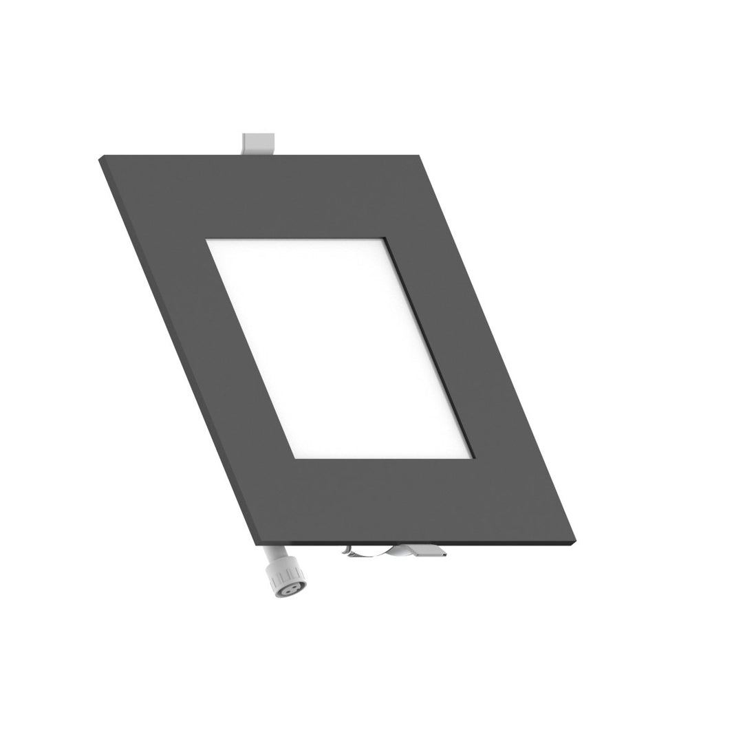 6" Inch Square Black 2 Hour Fire Rated Recessed Light Slim Canless LED Wafer Lights - Wet Rated - 5CCT 2700K-5000K - 1200LM