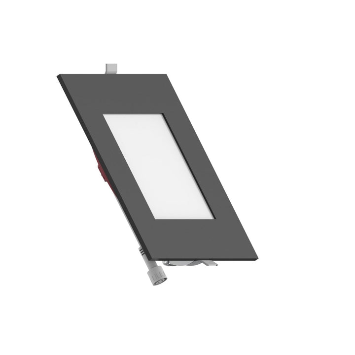 6" Inch Square Black 2 Hour Fire Rated Recessed Light Slim Canless LED Wafer Lights - Wet Rated - 5CCT 2700K-5000K - 1200LM