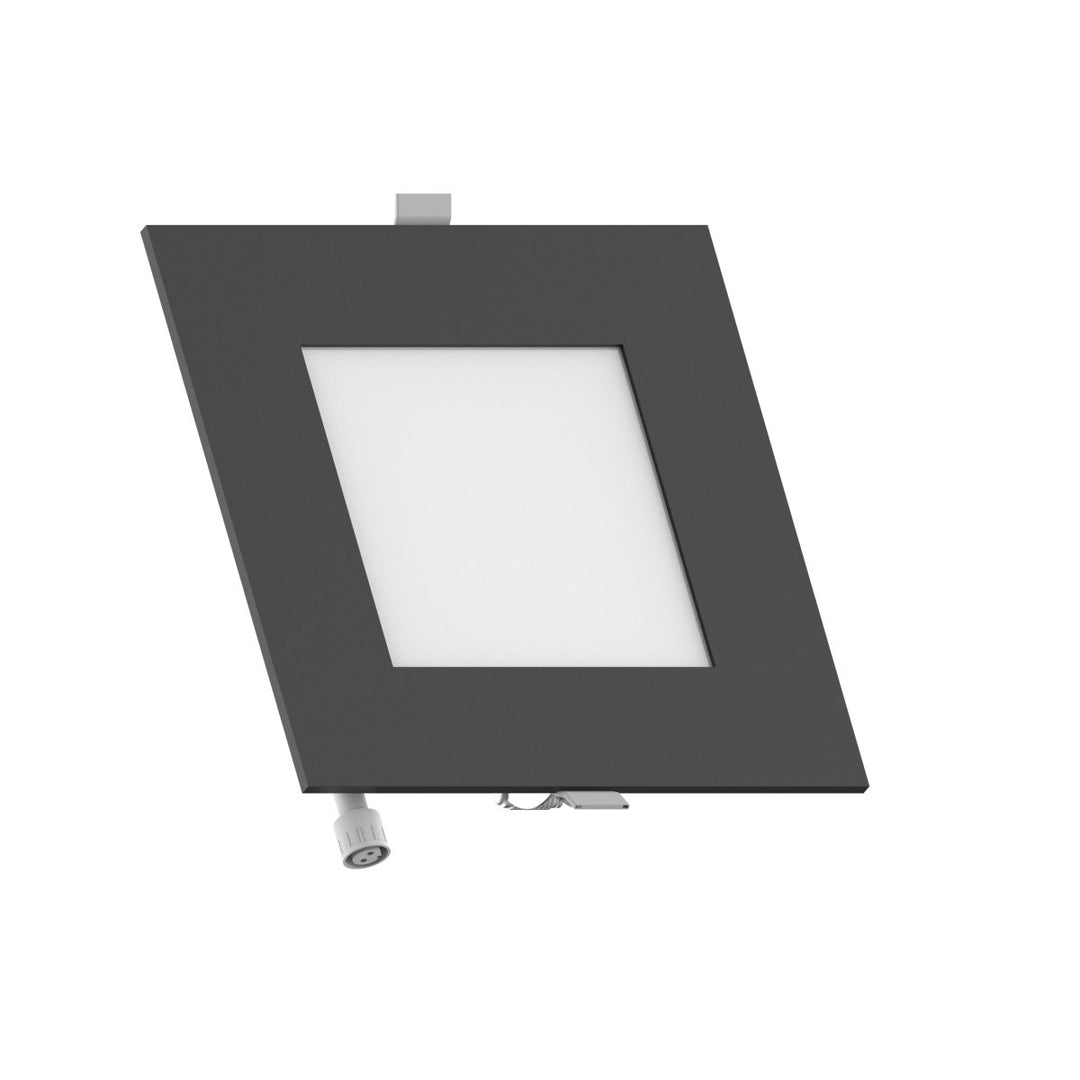6" Inch Square Black 2 Hour Fire Rated Recessed Light Slim Canless LED Wafer Lights - Wet Rated - 5CCT 2700K-5000K - 1200LM