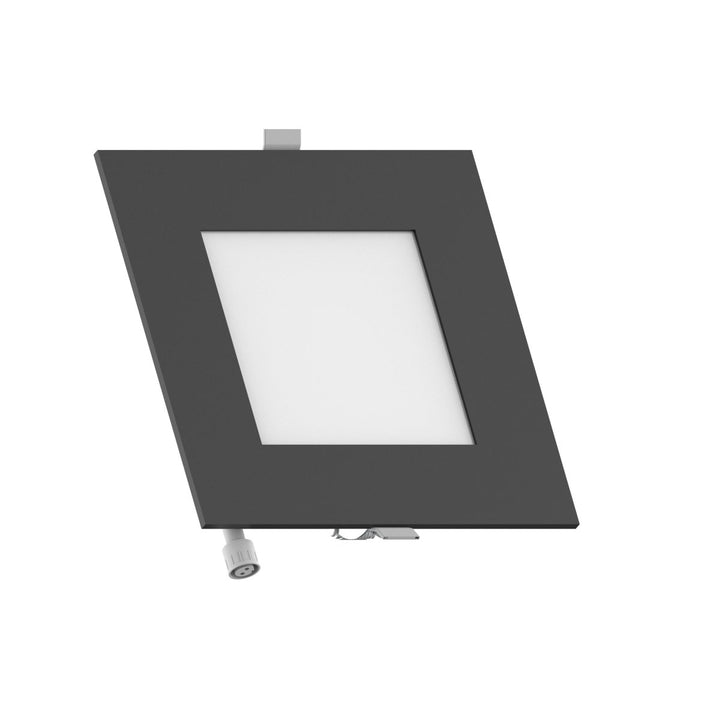 6" Inch Square Black 2 Hour Fire Rated Recessed Light Slim Canless LED Wafer Lights - Wet Rated - 5CCT 2700K-5000K - 1200LM