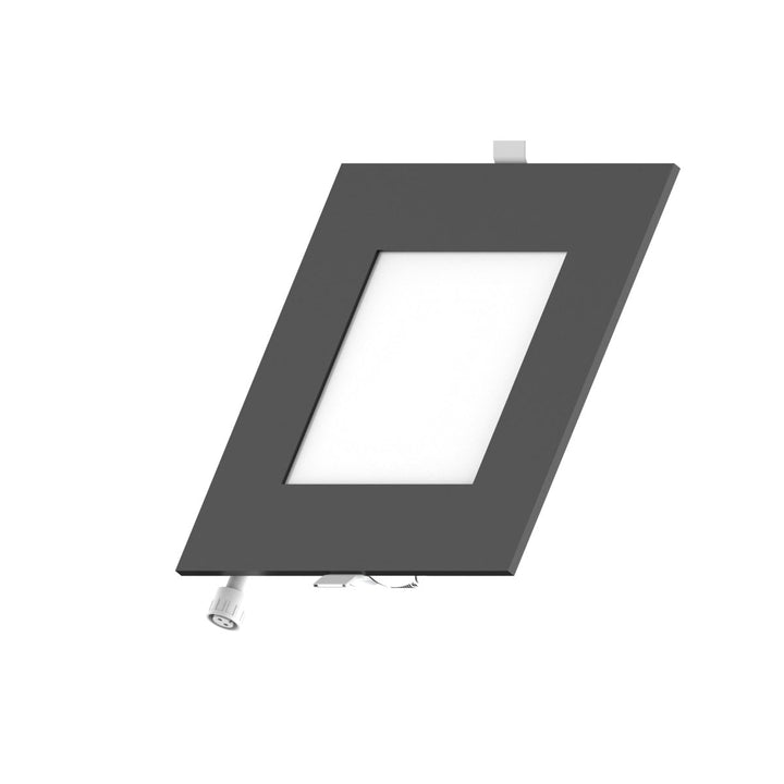 6" Inch Square Black 2 Hour Fire Rated Recessed Light Slim Canless LED Wafer Lights - Wet Rated - 5CCT 2700K-5000K - 1200LM