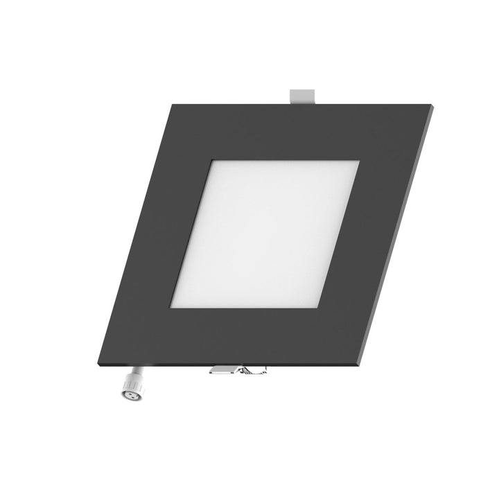 6" Inch Square Black 2 Hour Fire Rated Recessed Light Slim Canless LED Wafer Lights - Wet Rated - 5CCT 2700K-5000K - 1200LM