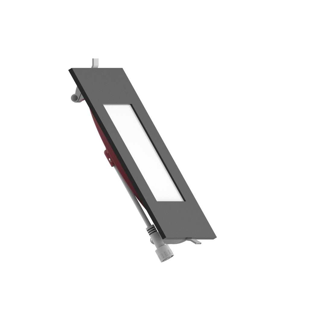 6" Inch Square Black 2 Hour Fire Rated Recessed Light Slim Canless LED Wafer Lights - Wet Rated - 5CCT 2700K-5000K - 1200LM