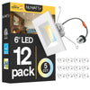 6" Inch Square Recessed Lighting Retrofit Can Lights - Wet Rated - 5CCT 2700K-5000K - 1100LM