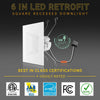 6" Inch Square Recessed Lighting Retrofit Can Lights - Wet Rated - 5CCT 2700K-5000K - 1100LM