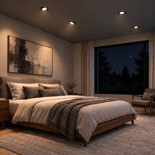 Bedroom with recessed lighting