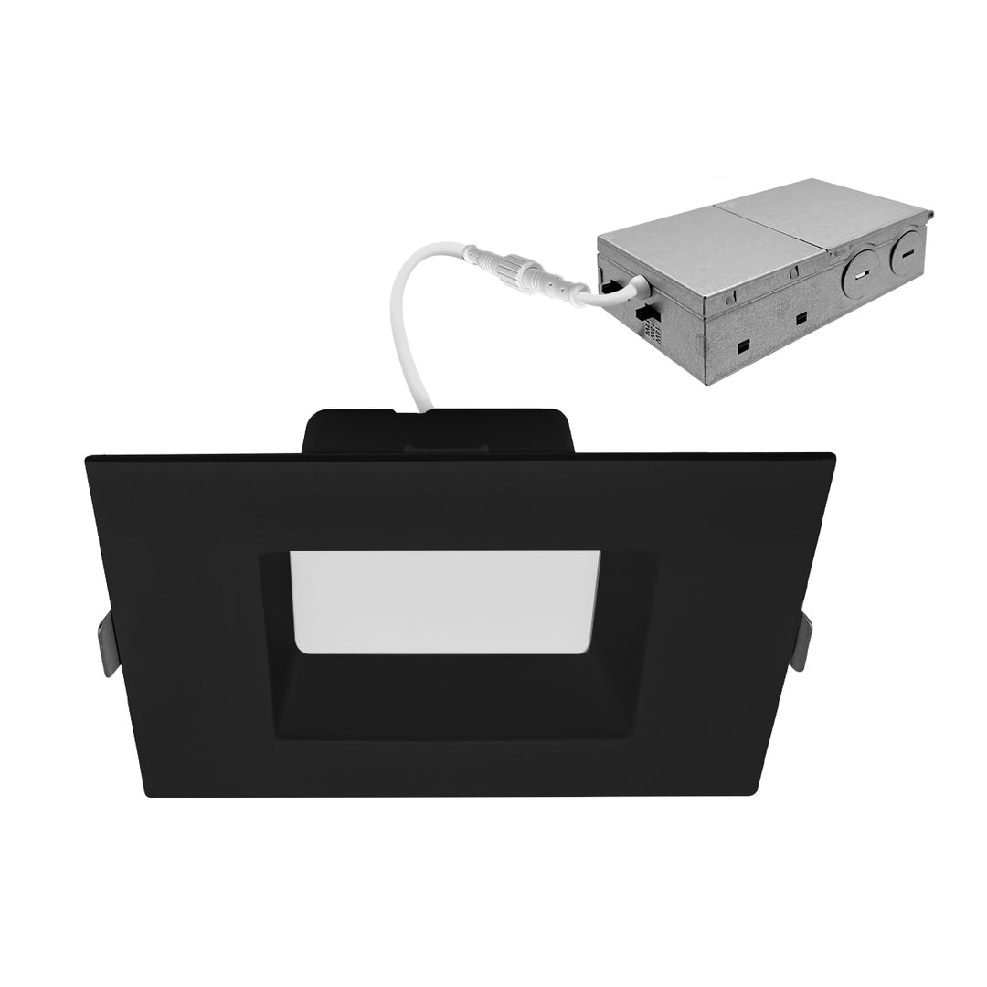 6" Inch Canless Regressed Black Square LED Recessed Lighting - Wet Rated - 5CCT 2700K-5000K - 1500LM