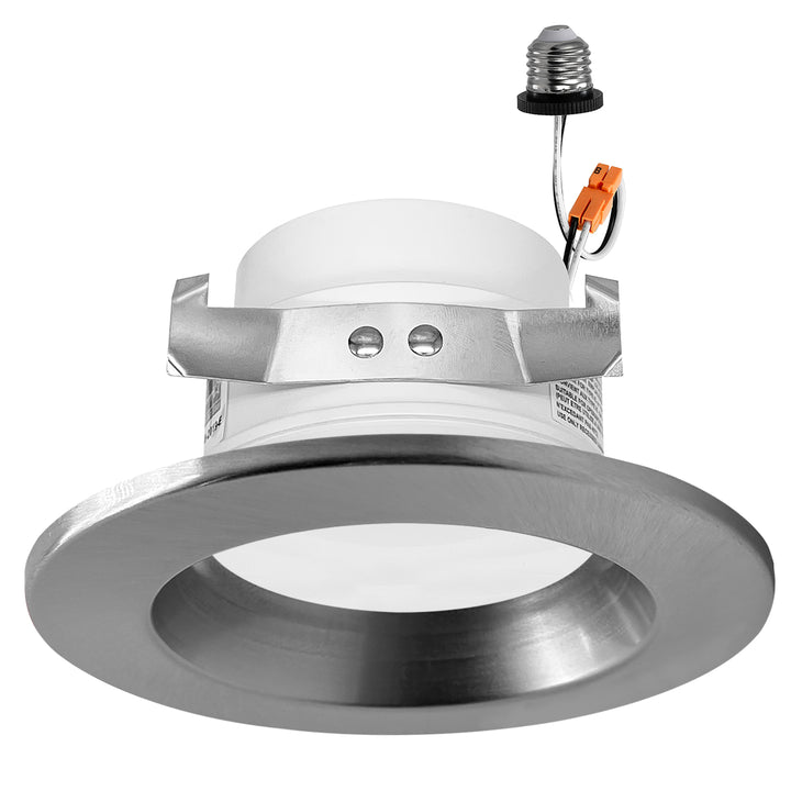 4" Inch Brushed Nickel Retrofit LED Recessed Can Lights - Wet Rated - 5CCT 2700K-5000K - 680LM