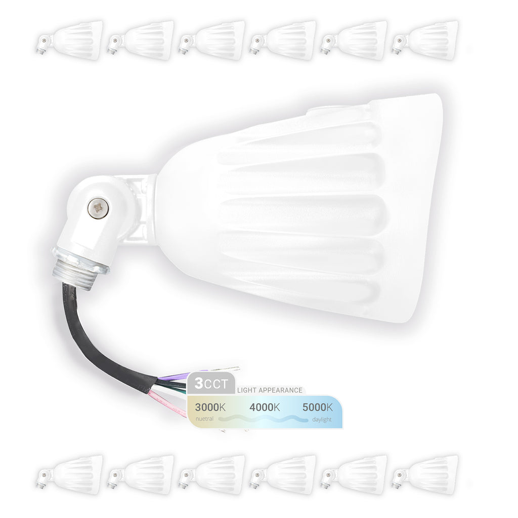 NUWATT White LED Bullet Spotlight Flood Light, 25W, 3CCT Selectable, 1/2" Inch Knuckle Mount, High Brightness 3500 Lumens, 120-277V Commercial Outdoor Weatherproof Landscape LED, Dimmable, UL-Listed | | Nuwatt Lighting