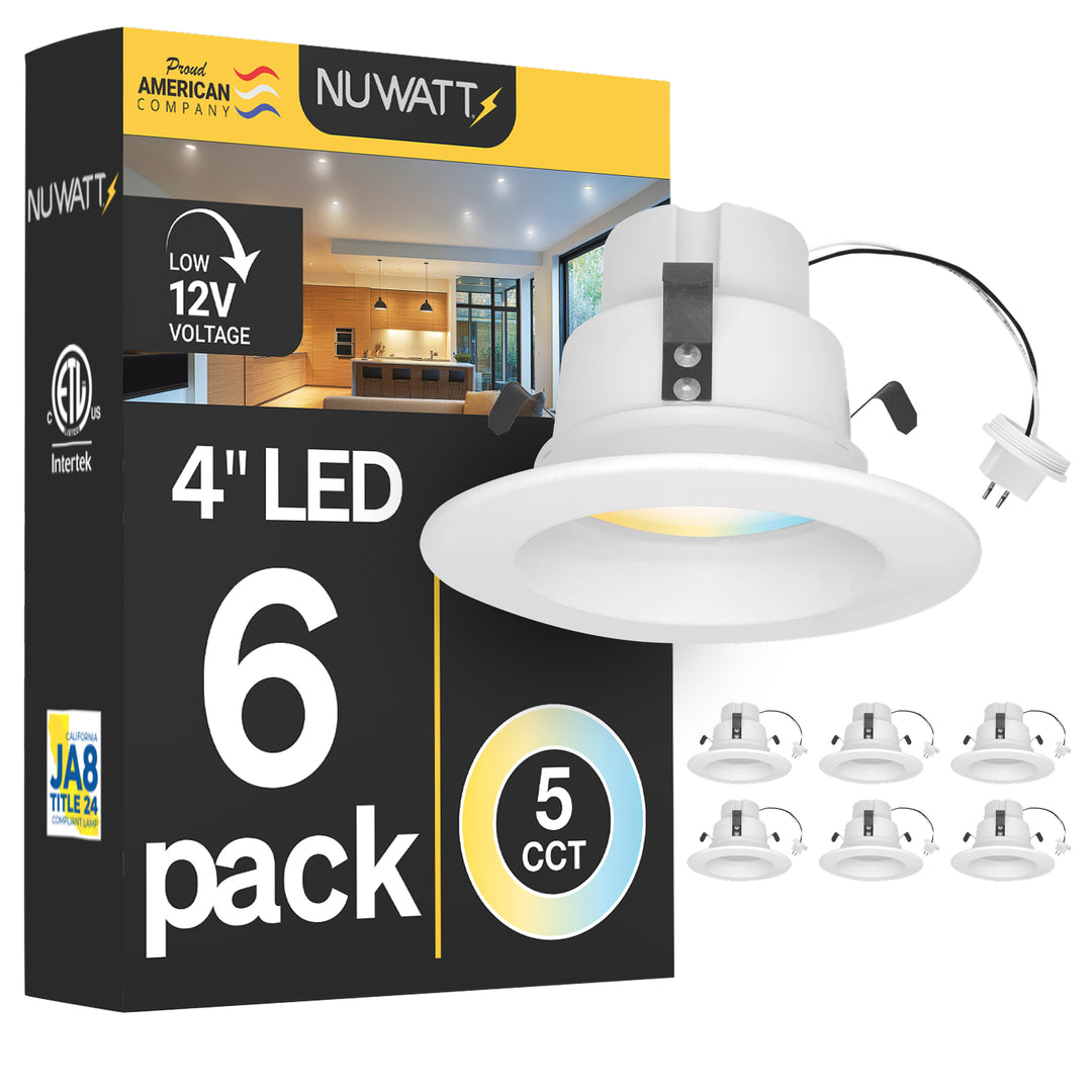 4" Inch MR16 LED Retrofit 12V Recessed Downlights - Wet Rated - 5CCT 2700K-5000K - 600LM - GU5.3 Base