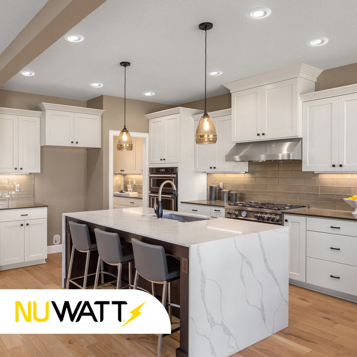 NuWatt 6 Inch Round Retrofit Recessed Light - E26 Quick Connect - 3 Wattage Selectable: 12W/15W/18W (900/1100/1300LM) - 5CCT: 2700K-5000K Color Selectable - Dimmable - CRI>90 - UL /Energy Star/ JA8 Certified | Retrofit LED Ceiling Light | Nuwatt Lighting