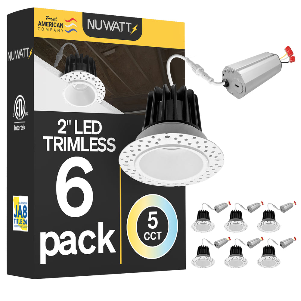 2 Inch White Trimless Recessed Lighting - 8W - 600 Lumens - 120V