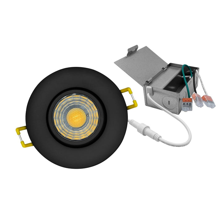 4" Inch Black Gimbal Recessed Light for Sloped Ceiling Canless LED Lighting - Damp Rated - 5CCT 2700K-5000K - 750LM