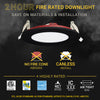 4" Inch Black 2 Hour Fire Rated Recessed Light Slim Canless LED Wafer Lights - Wet Rated - 5CCT 2700K-5000K - 900LM
