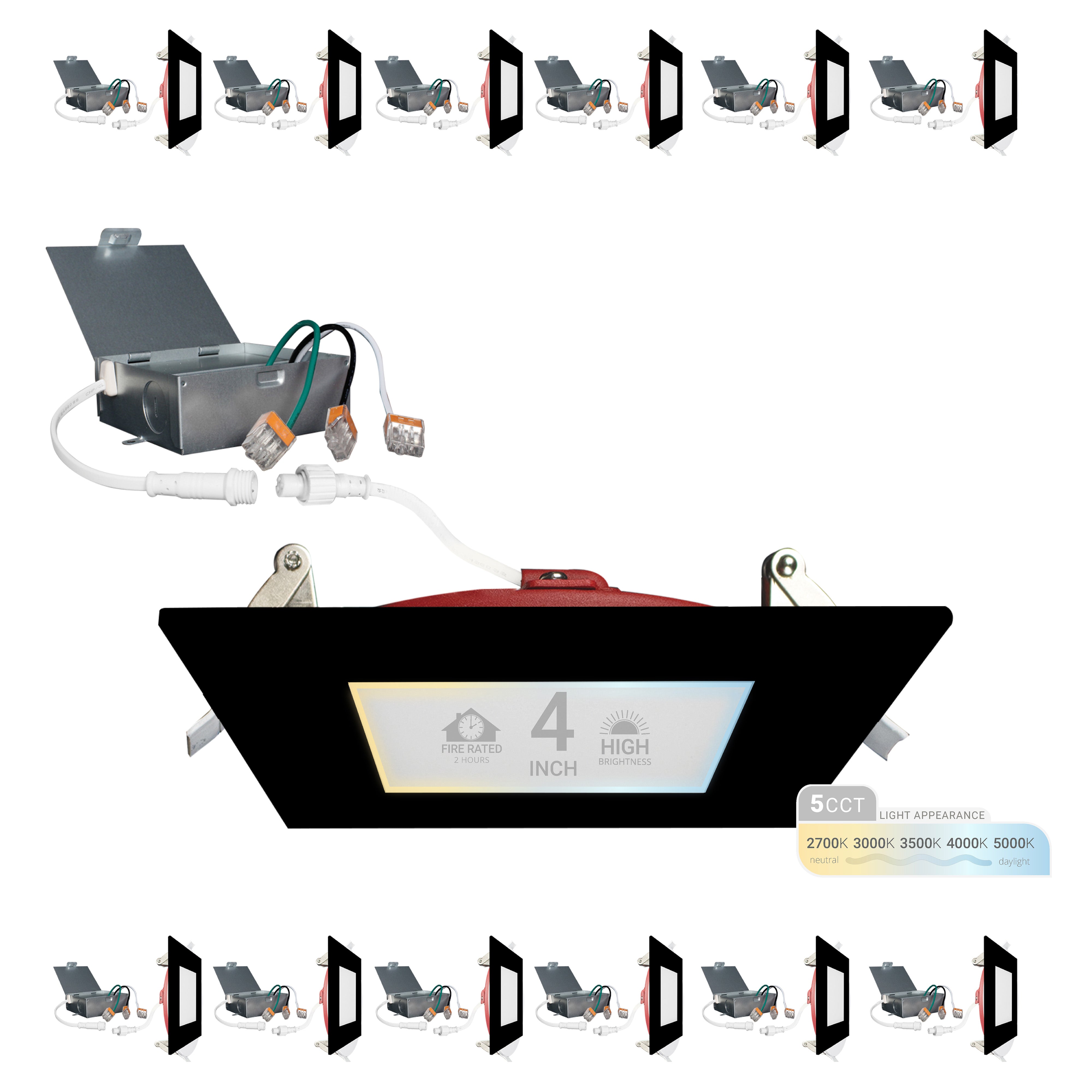 4 Fire Rated Ultra Thin Square LED Recessed Black NuWatt