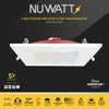 6" Inch Square 2 Hour Fire Rated Recessed Light Slim Canless LED Wafer Lights - Wet Rated - 5CCT 2700K-5000K - 1200LM