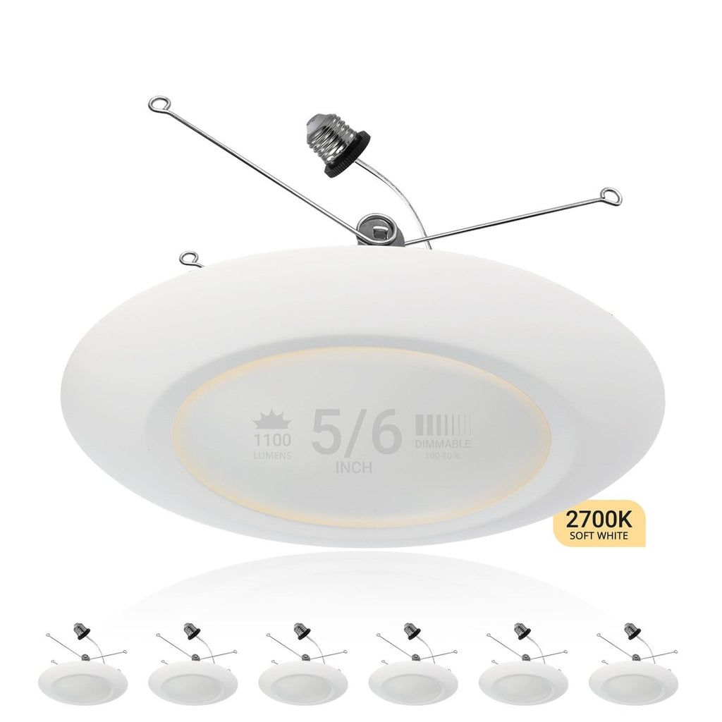 5/6" Inch LED Disk Lights Dual Installation 6" Can Lights or Surface Mount Disk Downlights - 2700K Soft White - 1100LM