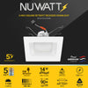 6" Inch Square Recessed Lighting Retrofit Can Lights - Wet Rated - 5CCT 2700K-5000K - 1100LM