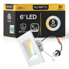 6" Inch Square Recessed Lighting Retrofit Can Lights - Wet Rated - 5CCT 2700K-5000K - 1100LM