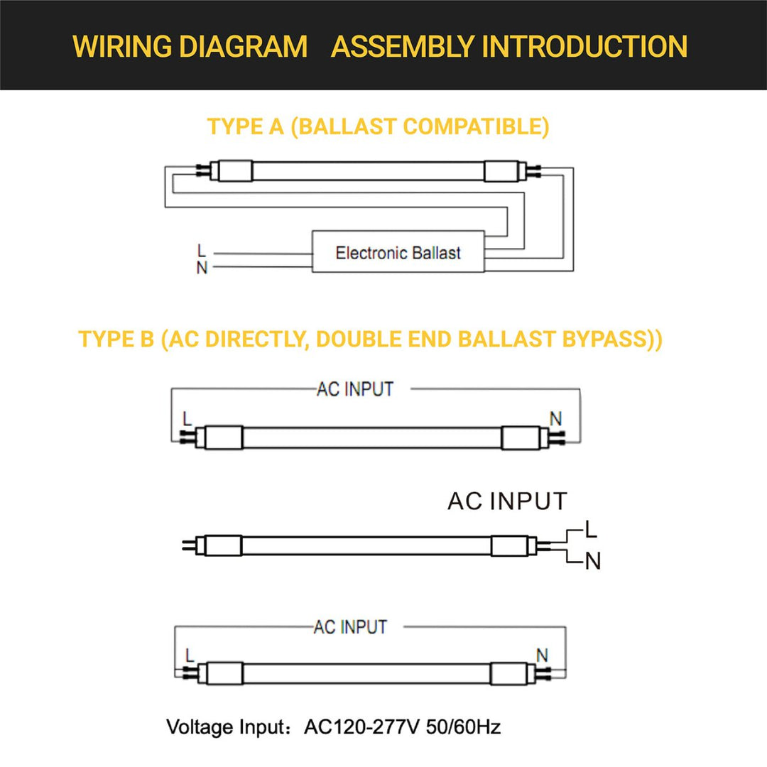 T8 LED Tube Lights 4FT - 3500K - Type A&B - Plug and Play or Ballast Bypass - 18W - 2200LM - Double Ended - 30 Pack