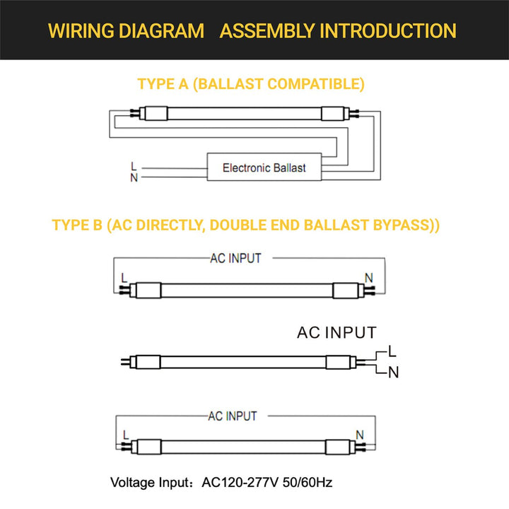 T8 LED Tube Lights 4FT - 3500K - Type A&B - Plug and Play or Ballast Bypass - 18W - 2200LM - Double Ended - 30 Pack