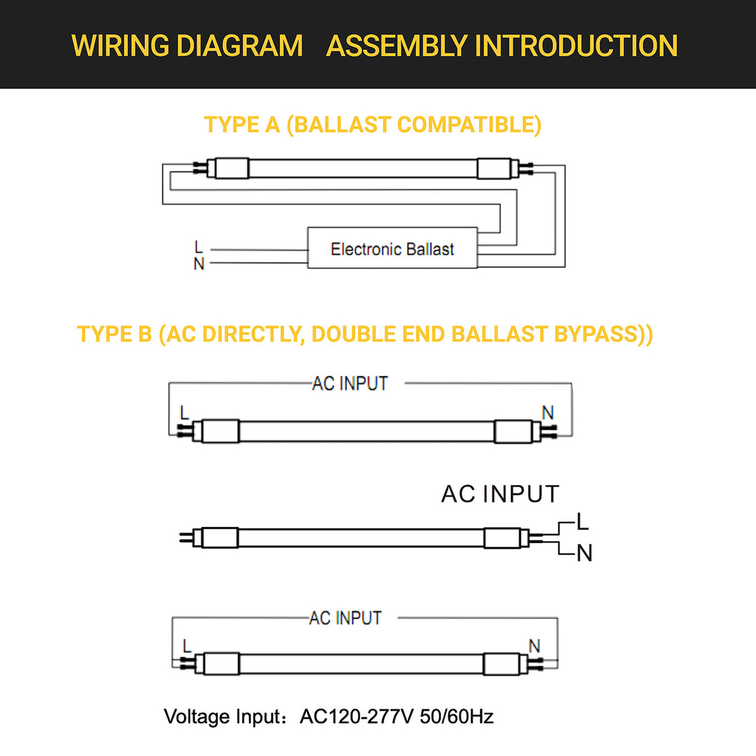 T8 LED Tube Lights 4FT - 5000K - Type A&B - Plug and Play or Ballast Bypass - 18W - 2200LM - Double Ended - 30 Pack