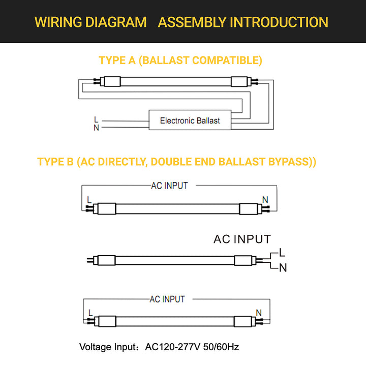 T8 LED Tube Lights 4FT - 5000K - Type A&B - Plug and Play or Ballast Bypass - 18W - 2200LM - Double Ended - 30 Pack