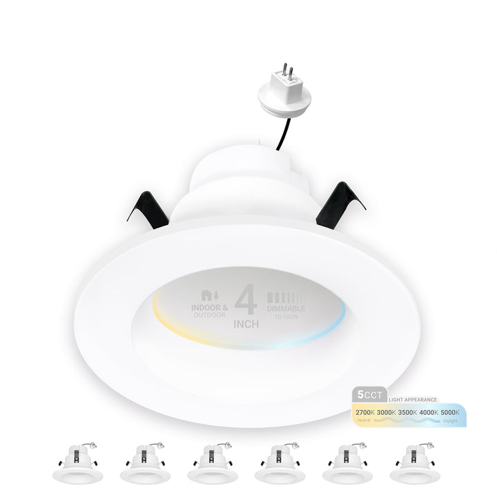 NUWATT 4 Inch MR16 Retrofit LED 12V Recessed Light - 5CCT Selectable 2700K/3000K/3500K/4000K/5000K - 10W - 600 Lumens - Dimmable Low Voltage LED Downlight - GU5.3 - 75W Halogen Replacement