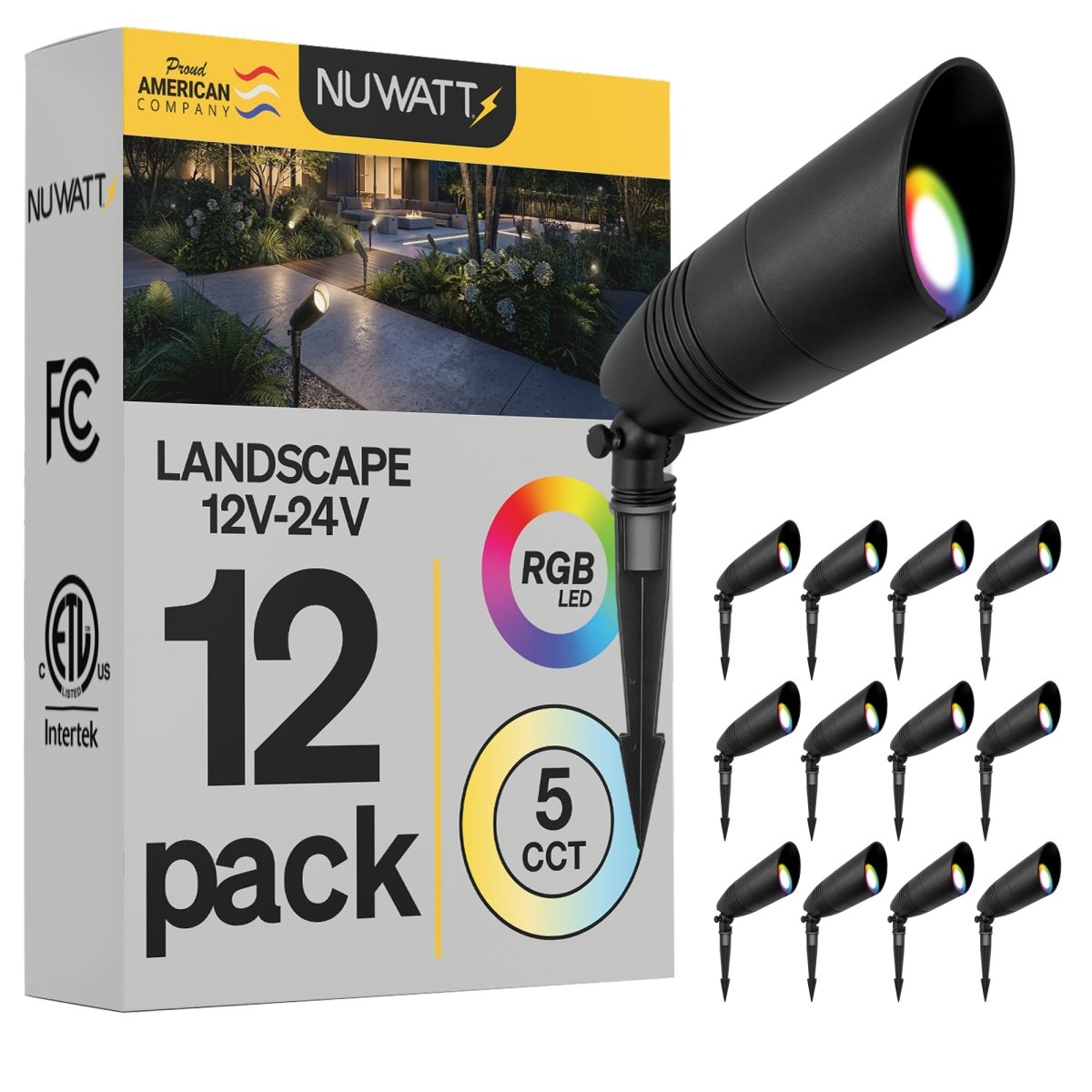 Black Low Voltage LED Landscape Spotlights for Outdoor Gardens