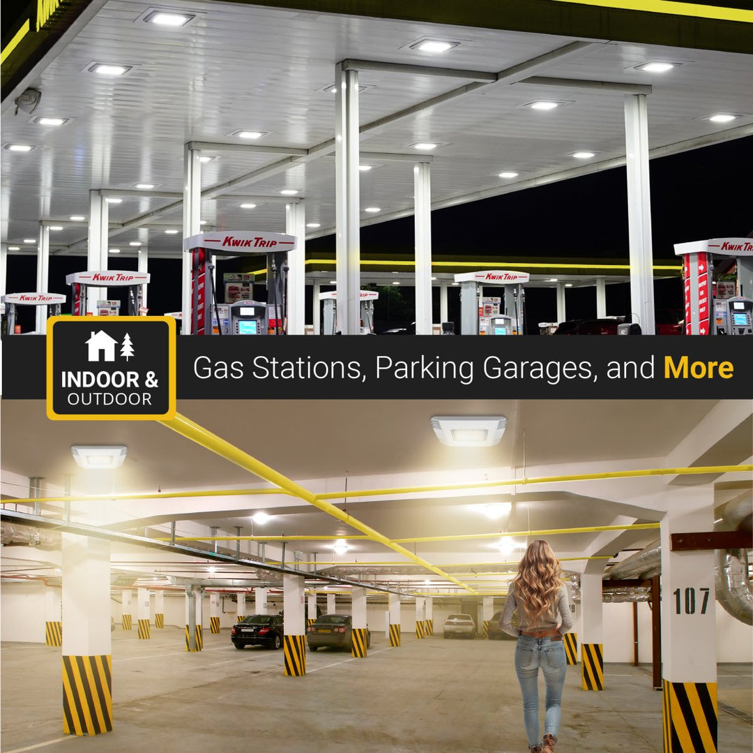 LED Canopy Lights for Gas Station or Outdoor Carport Lighting LED Canopy Light Fixtures - Waterproof - 2CCT Selectable 4000K/5000K - 21250LM