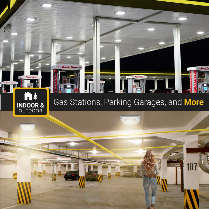 LED Canopy Lights for Gas Station or Outdoor Carport Lighting LED Canopy Light Fixtures - Waterproof - 2CCT Selectable 4000K/5000K - 21250LM