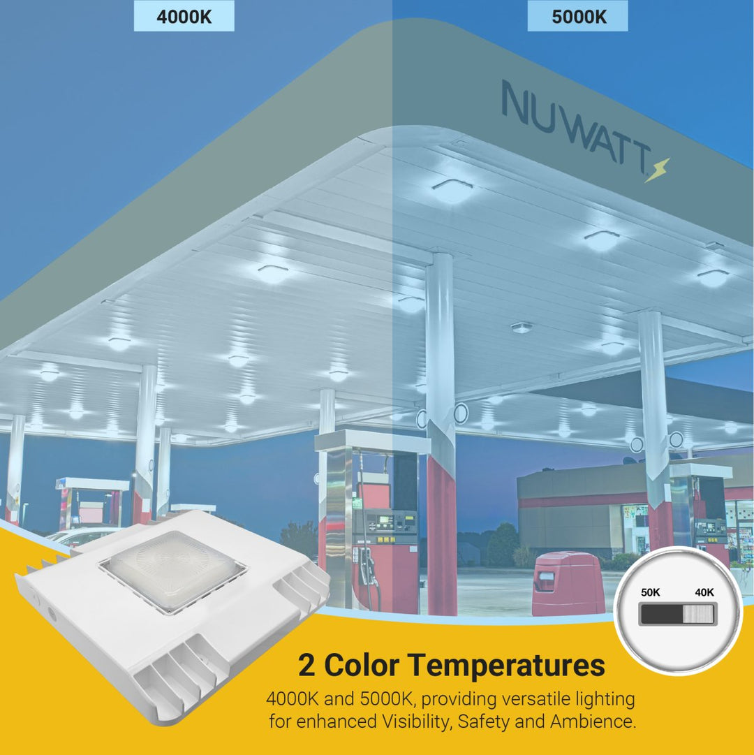 LED Canopy Lights for Gas Station or Outdoor Carport Lighting LED Canopy Light Fixtures - Waterproof - 2CCT Selectable 4000K/5000K - 21250LM