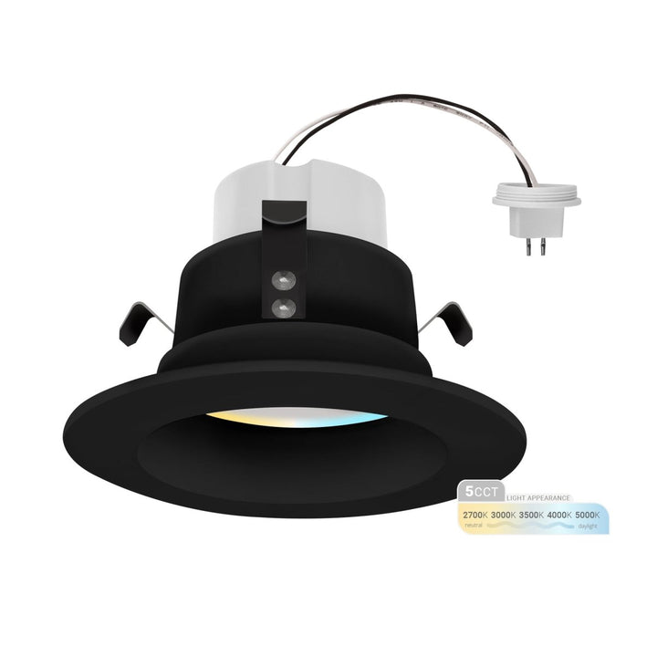 4" Inch Black MR16 LED Retrofit 12V Recessed Downlights - Wet Rated - 5CCT 2700K-5000K - 660LM - GU5.3 Base