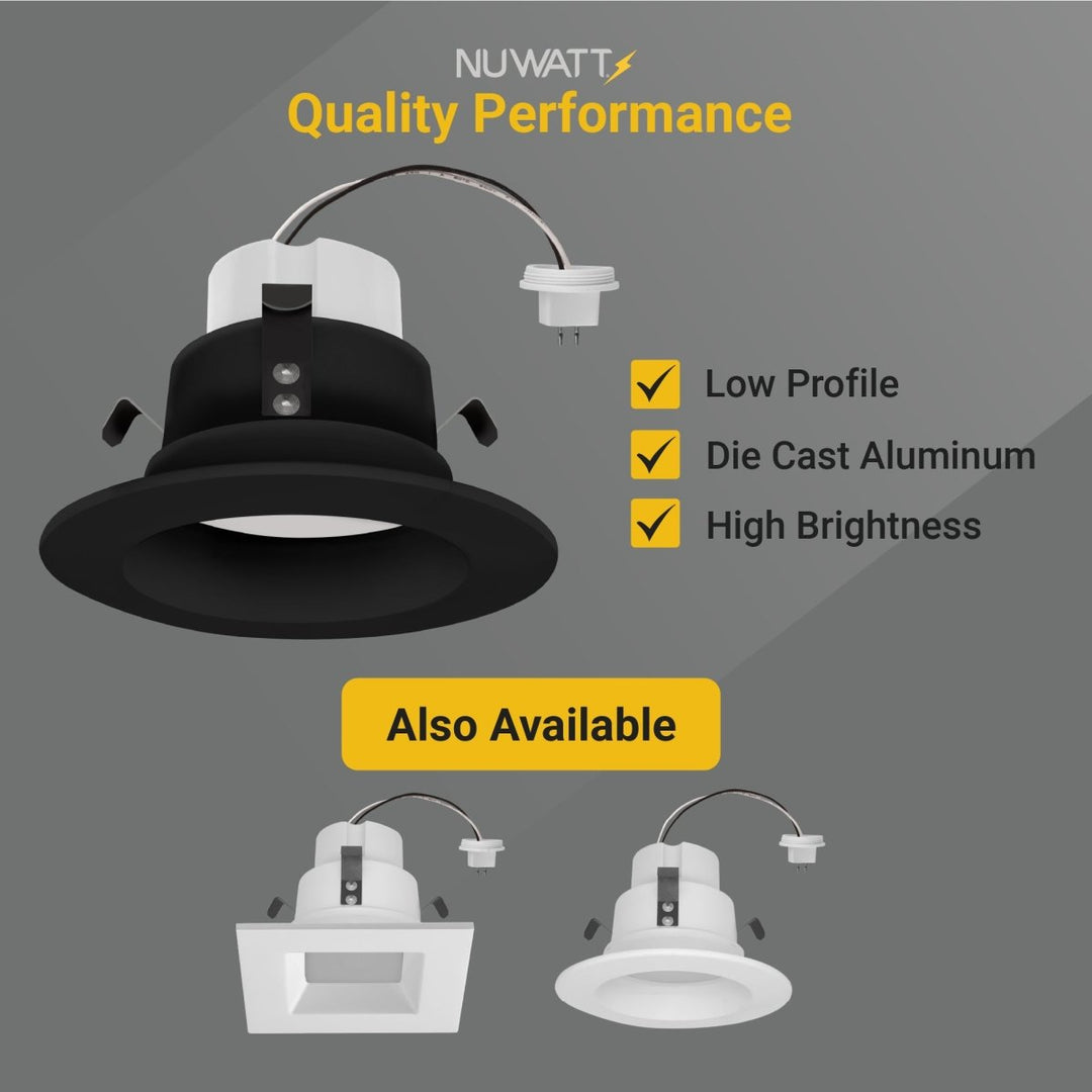 4" Inch Black MR16 LED Retrofit 12V Recessed Downlights - Wet Rated - 5CCT 2700K-5000K - 660LM - GU5.3 Base