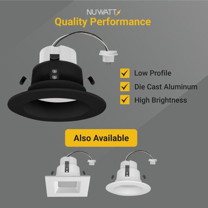 4" Inch Black MR16 LED Retrofit 12V Recessed Downlights - Wet Rated - 5CCT 2700K-5000K - 660LM - GU5.3 Base