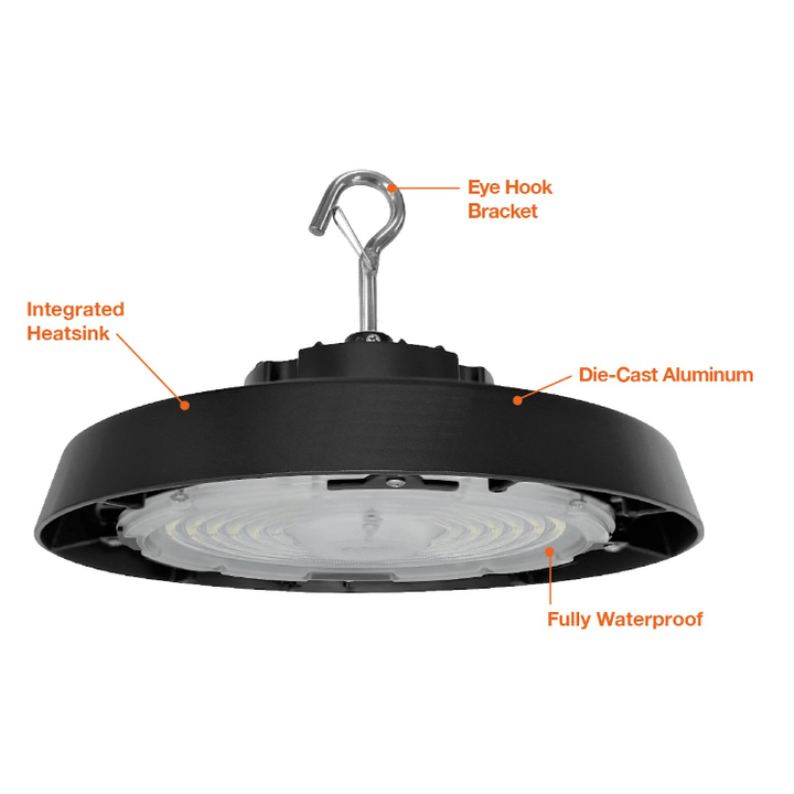 Round LED High Bay 150W/100W/60W Selectable - Industrial Warehouse LED Lighting - 0-10V Dimmable - 277-480V - 35K/40K/50K Selectable - 22,500 Lumen