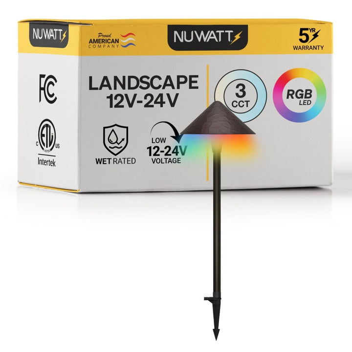 Textured Hat Outdoor Low Voltage Pathway Lighting - RGBW Color Changing + 5CCT - Bronze Finish
