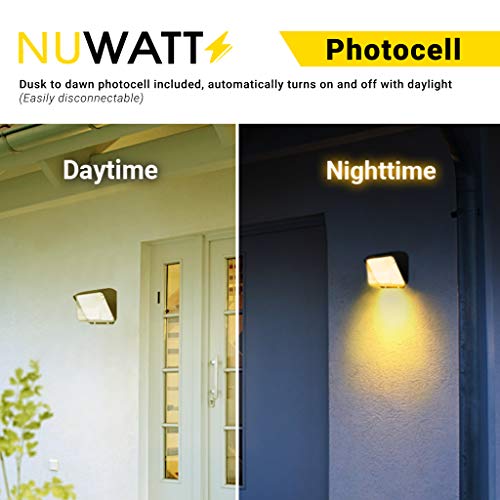 NuWatt 60W LED Wall Pack - Daylight 5000K - HID Replacement - Weatherproof - Dimmable Wall Pack - 120-277V - Bright Consistent Commerical Outdoor Security Lighting - Built In Dusk to Dawn Photocell - ETL & DLC Listed - (4 Pack) | | Nuwatt Lighting