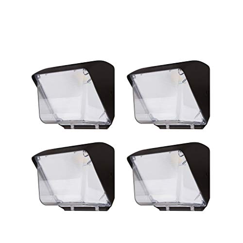 NuWatt 60W LED Wall Pack - Daylight 5000K - HID Replacement - Weatherproof - Dimmable Wall Pack - 120-277V - Bright Consistent Commerical Outdoor Security Lighting - Built In Dusk to Dawn Photocell - ETL & DLC Listed - (4 Pack) | | Nuwatt Lighting