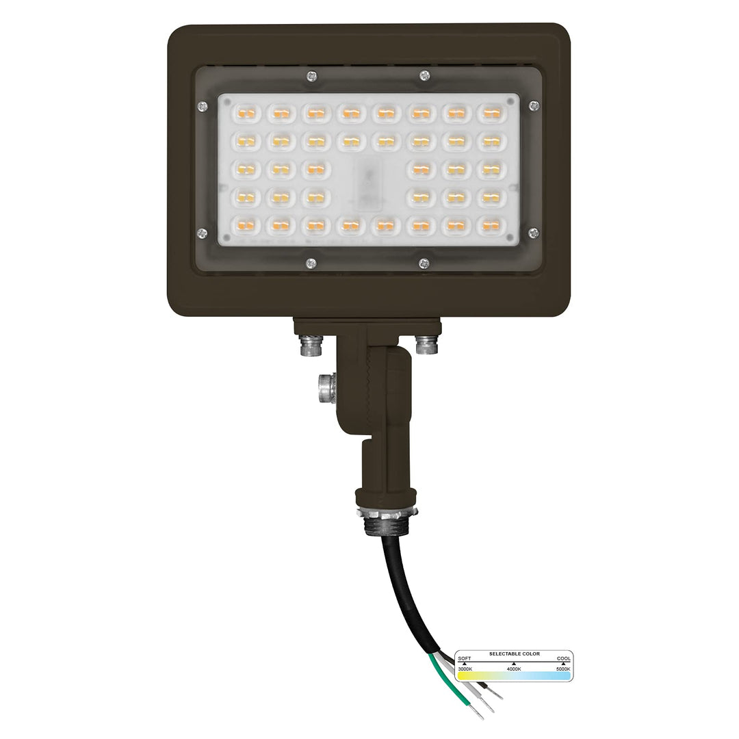 NUWATT LED Flood Light Outdoor - 30W - 3850 Lumens - 3CCT Color Selectable 3000K, 4000K, 5000K - Waterproof LED Flood Light with 1/2" Knuckle Mount - 100-277V- Bronze Finish | Flood Light | Nuwatt Lighting